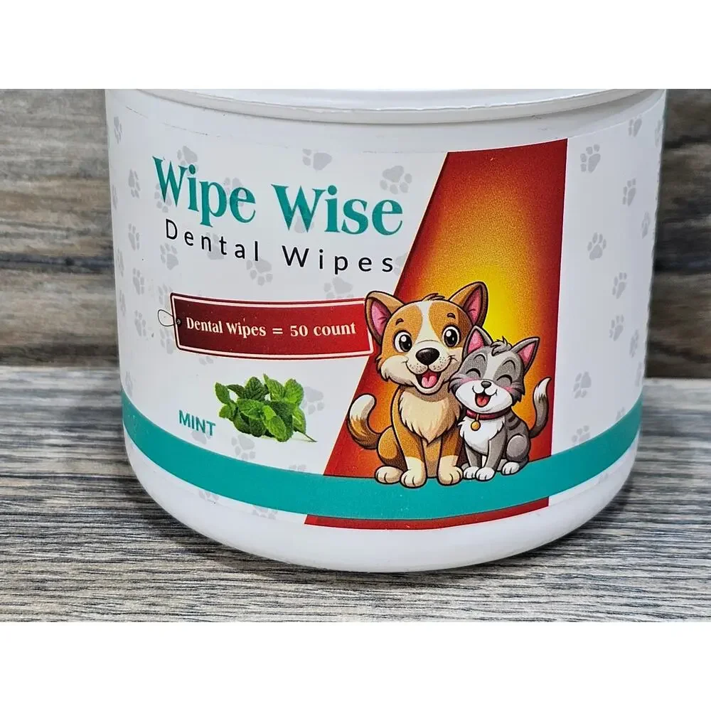 Wipe Wise Dental Wipes Mint Flavor For Dogs And Cats 50 Wipes